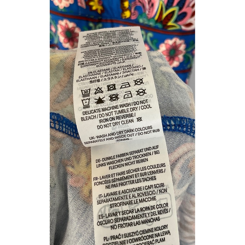 Boden Ellie Flutter Maxi Tea Dress Blue Floral Paisley Pockets US 6P D0927 - Picture 6 of 11